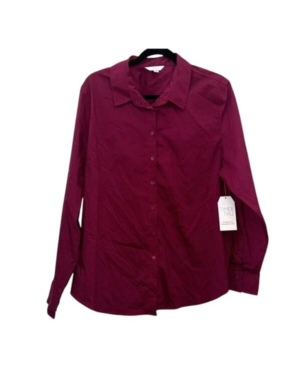 Time & Tru Womens Button Front Shirt XXL 20 Purple Long Sleeve Collared - Picture 2 of 8